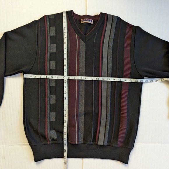 Aeffe Mens Sz M Sweater Pullover Italy Wool Blend Stripes Retro - Picture 7 of 7